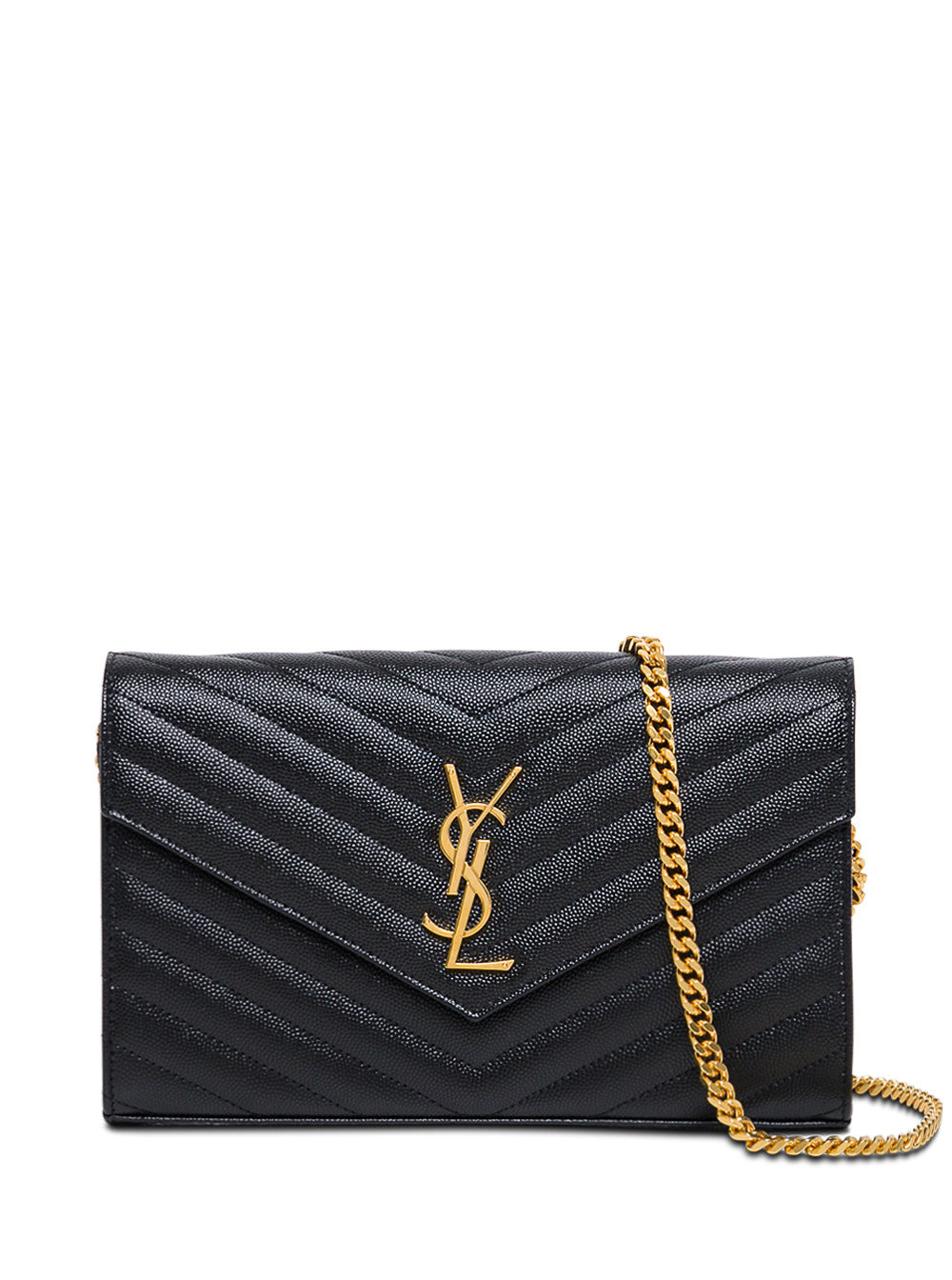 Saint Laurent Women Saint Laurent Woman's Cassandra Black Chevron Leather Crossbody Bag - 1