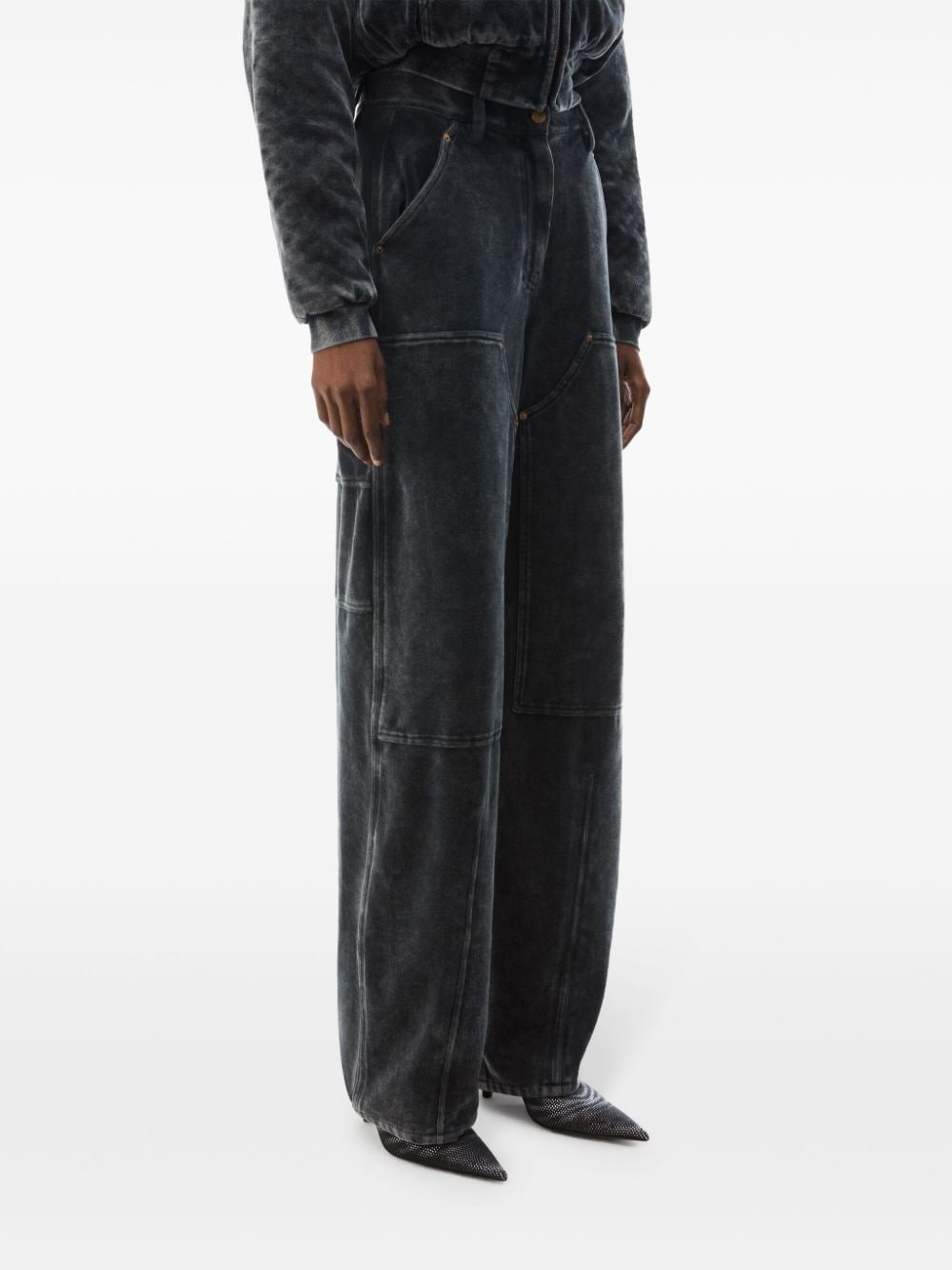 velour high-waisted trousers - 4