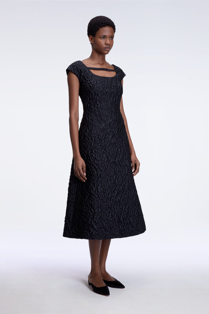 Pesca Dress In Black Embossed Cloque 3