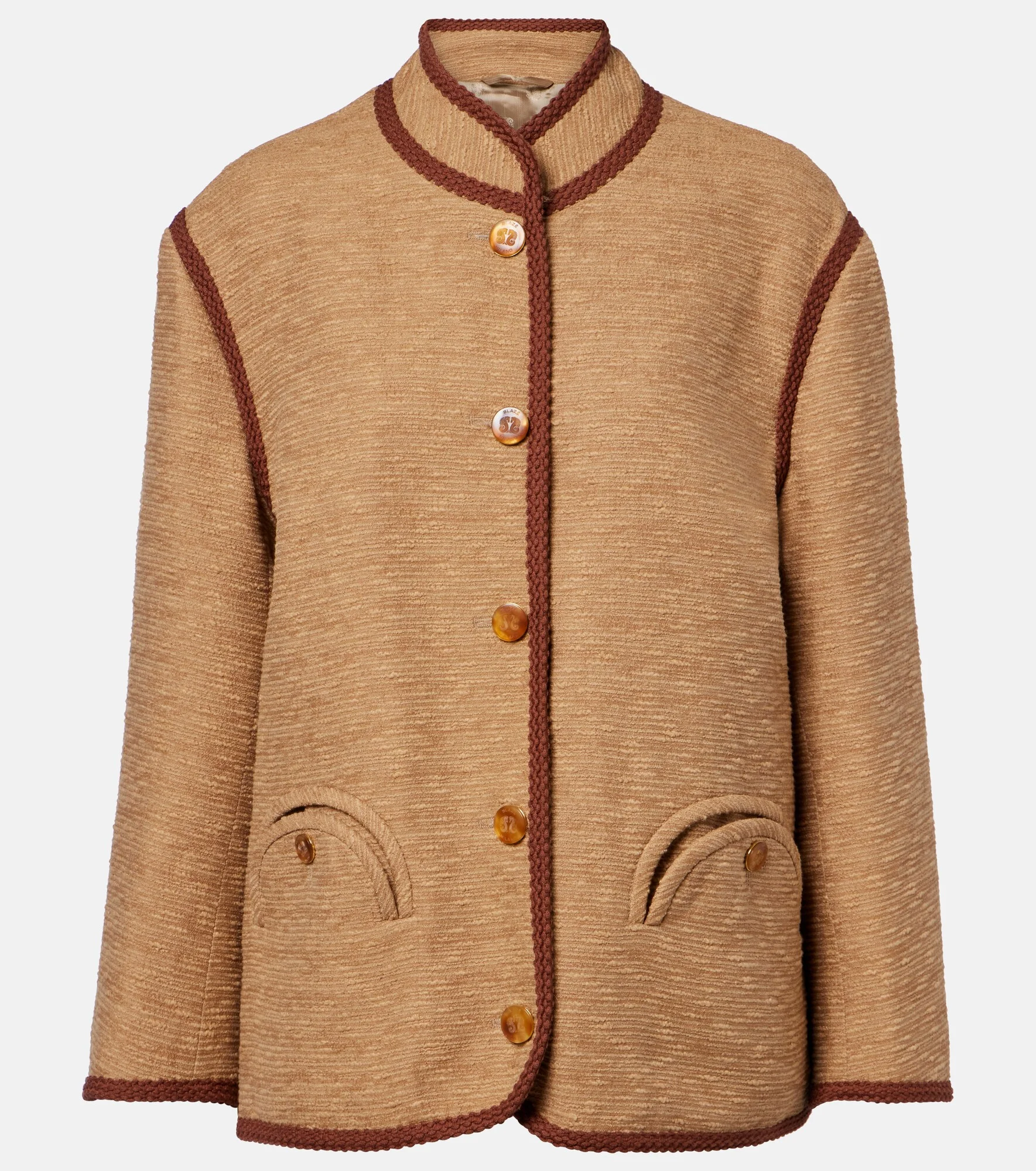 Curly cotton and linen-blend jacket - 1