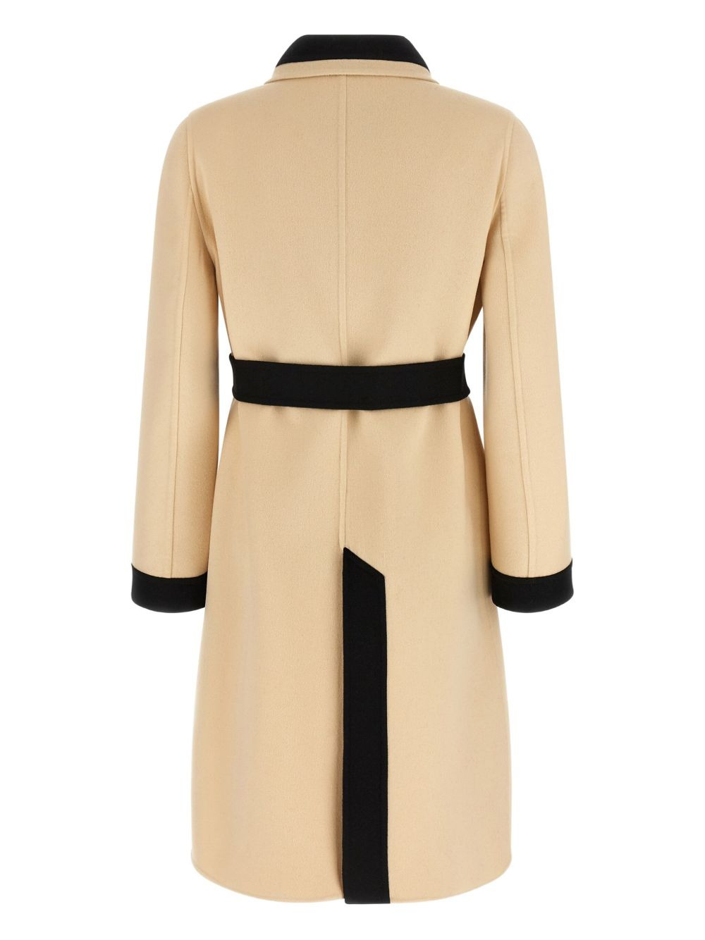 belted contrast-trim coat - 2