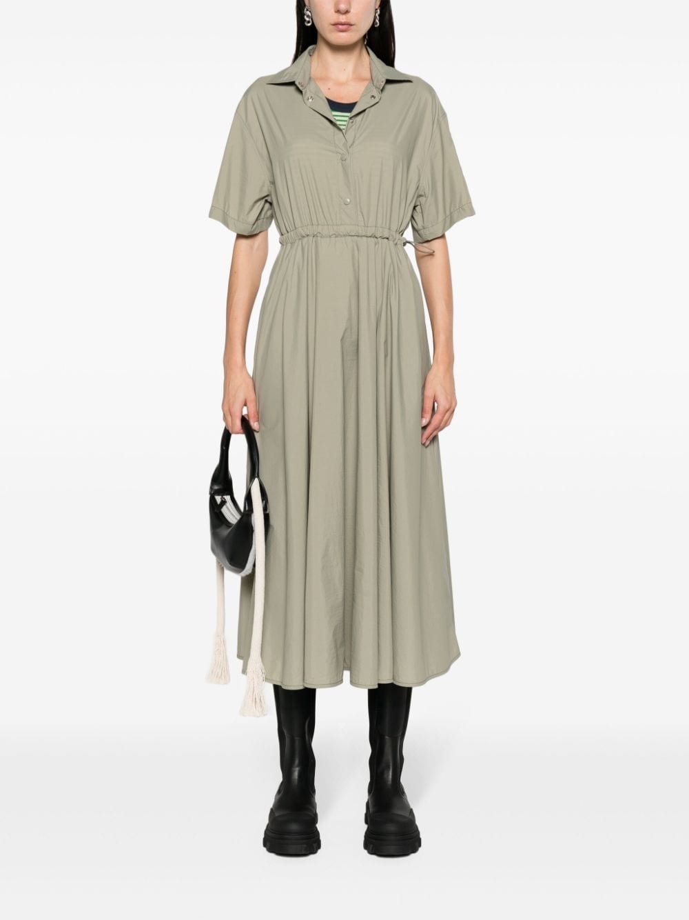 classic-collar midi shirt dress - 2