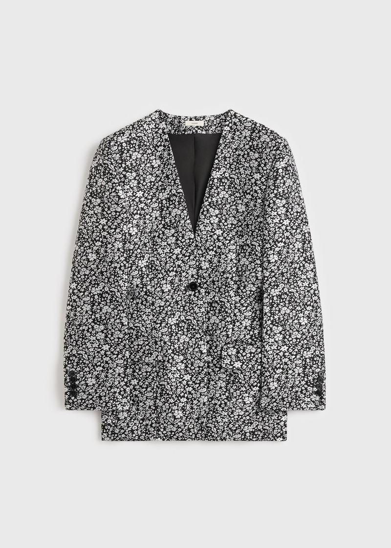 Floral slouch blazer white/black 1