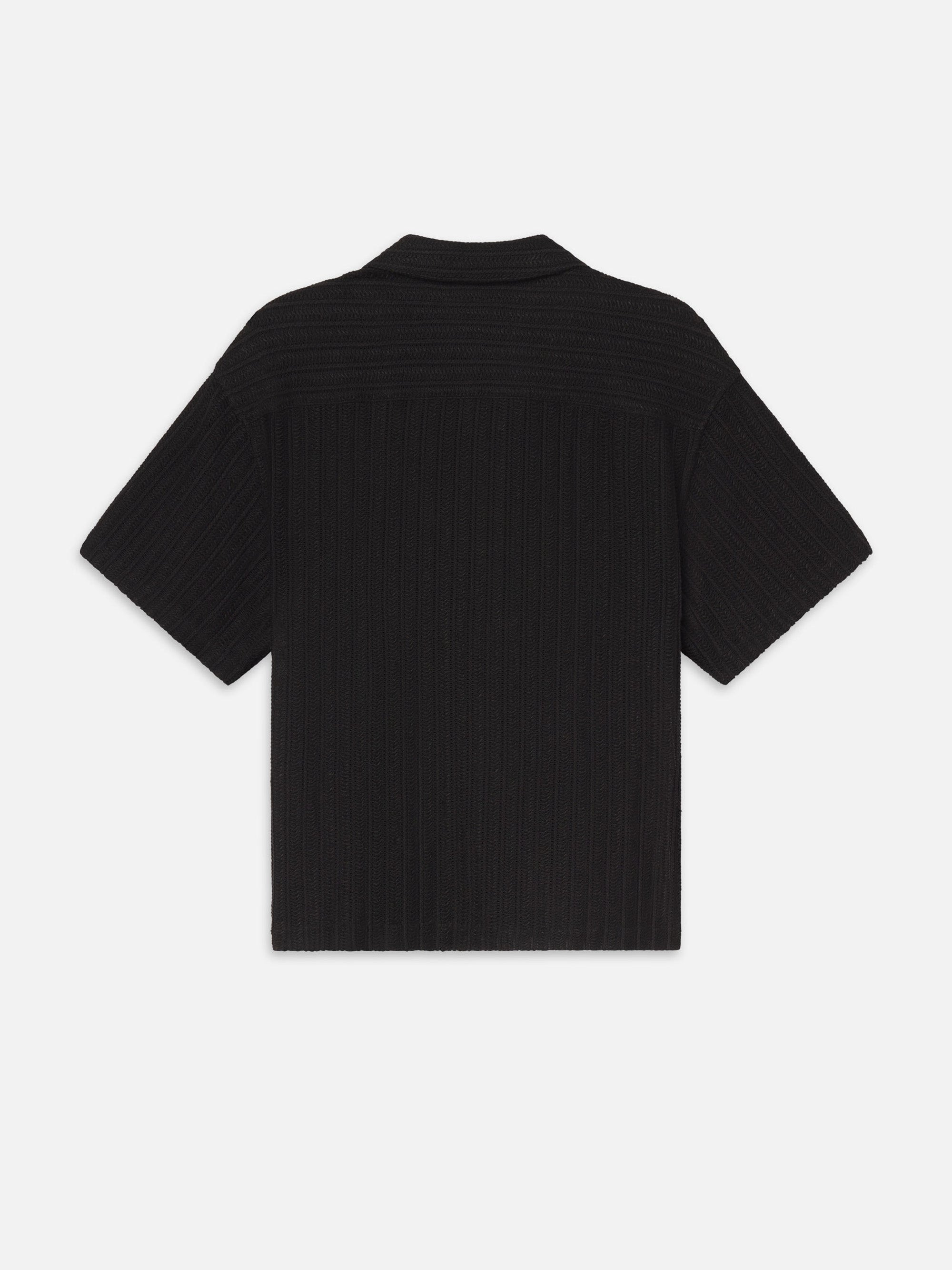 Crochet Short Sleeve Shirt in Black - 5