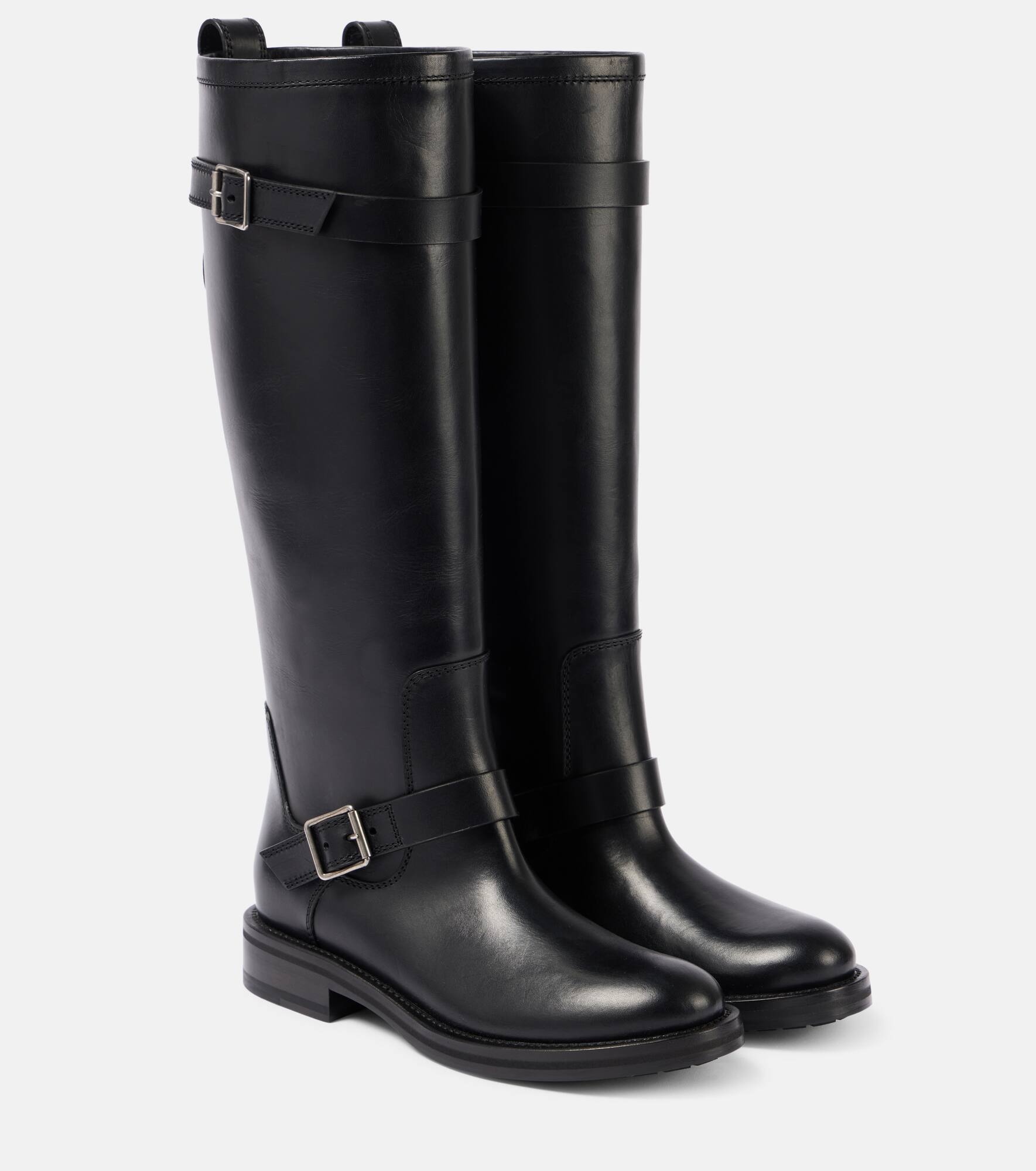 River leather knee-high biker boots - 1