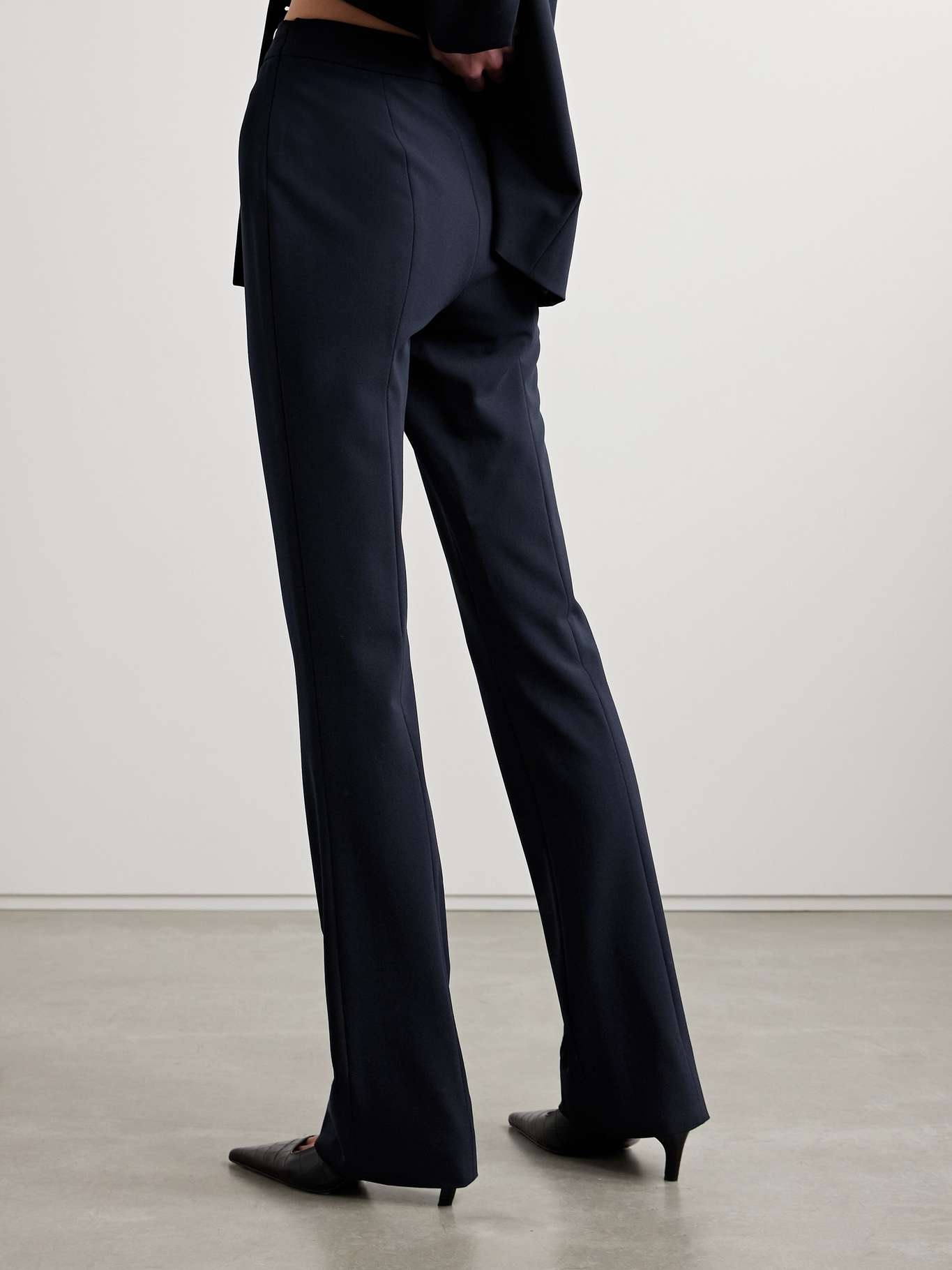 Jem wool-blend crepe flared pants Navy - 4