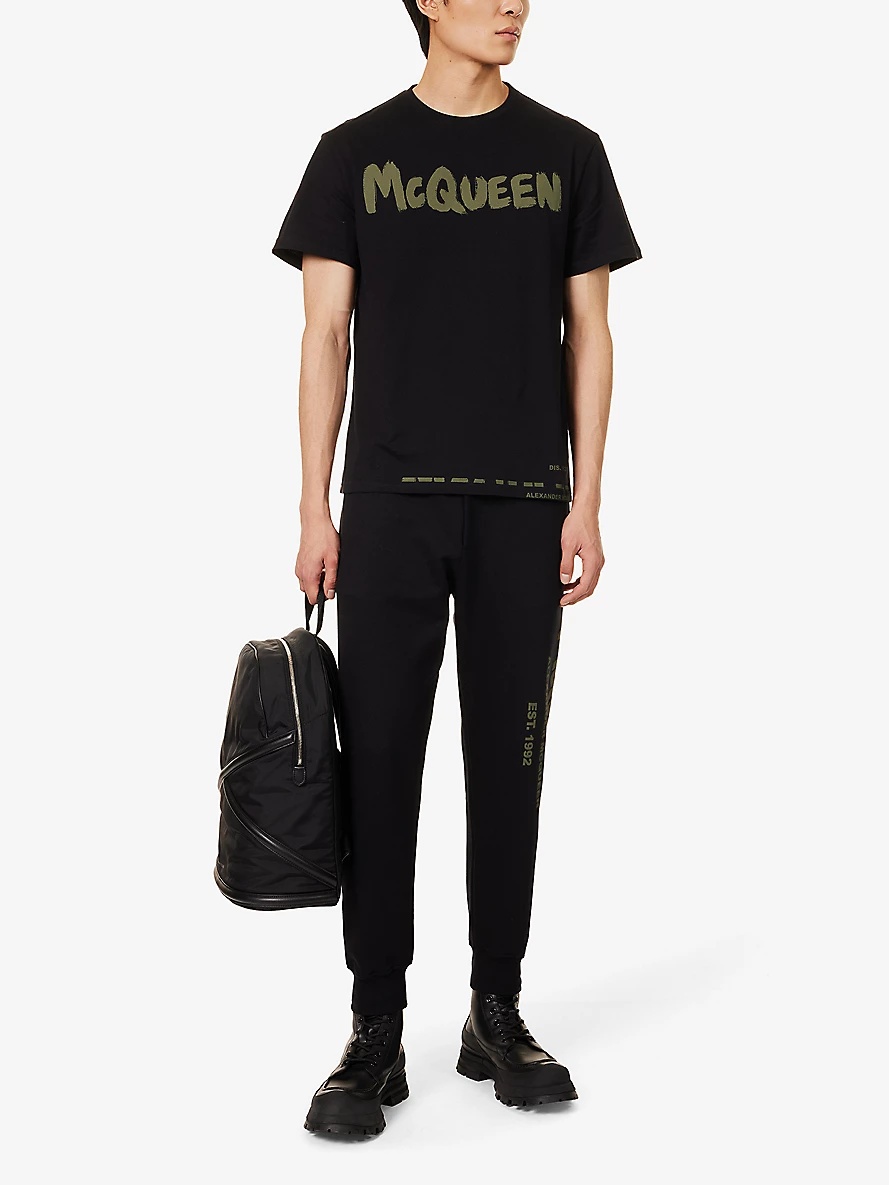★alexander mcqueen★ Graffiti McQueen T-Shirt Black Khaki 6 Alexander McQueen Men's McQueen Graffiti T-shirt in Black