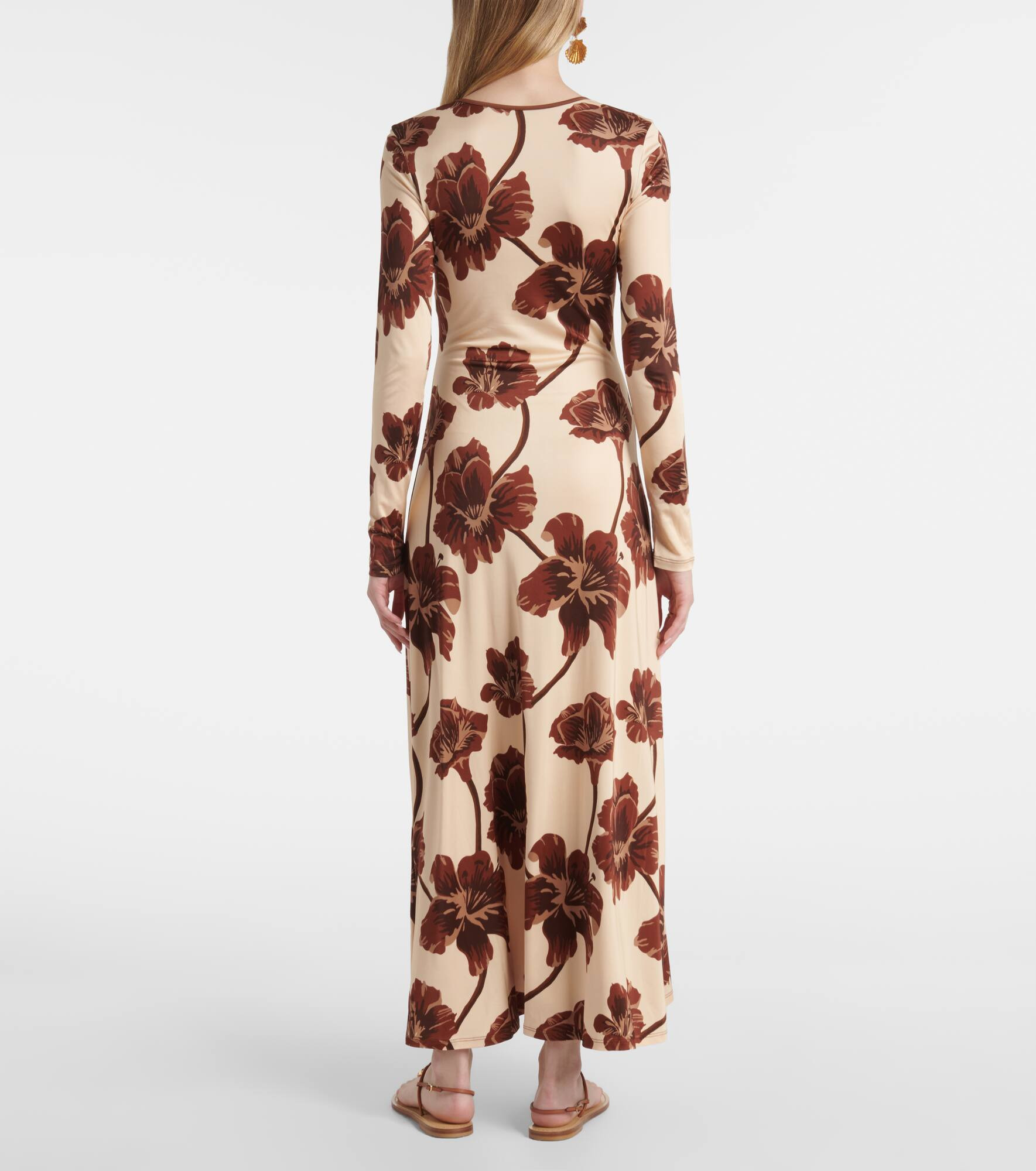 Floral jersey midi dress - 3