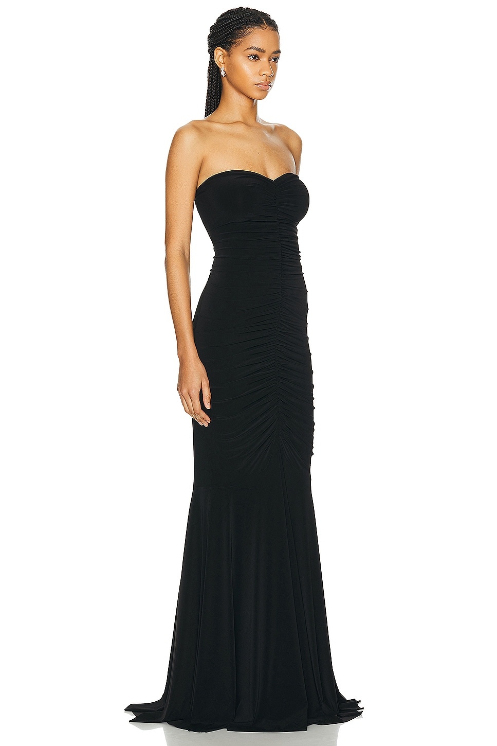 Strapless Shirred Front Fishtail Gown - 2