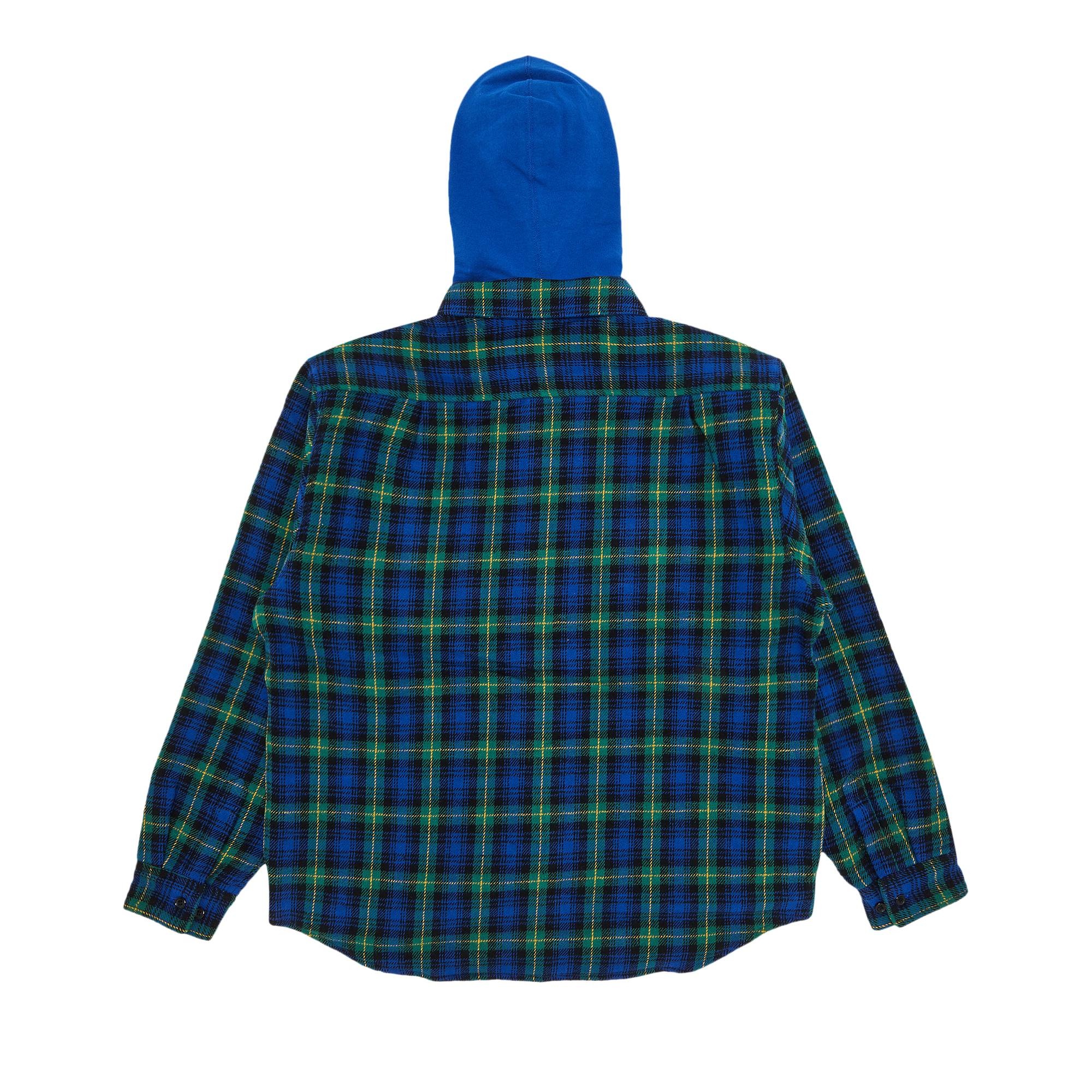 Supreme Tartan Flannel Hooded Shirt 'Blue' - 2