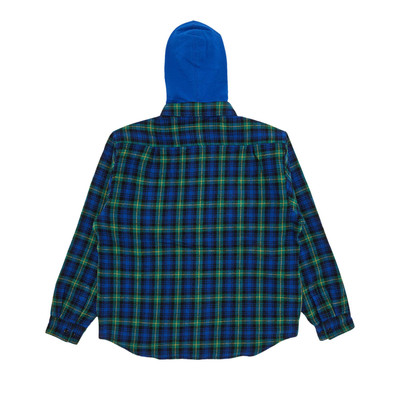 Supreme Supreme Tartan Flannel Hooded Shirt 'Blue' outlook