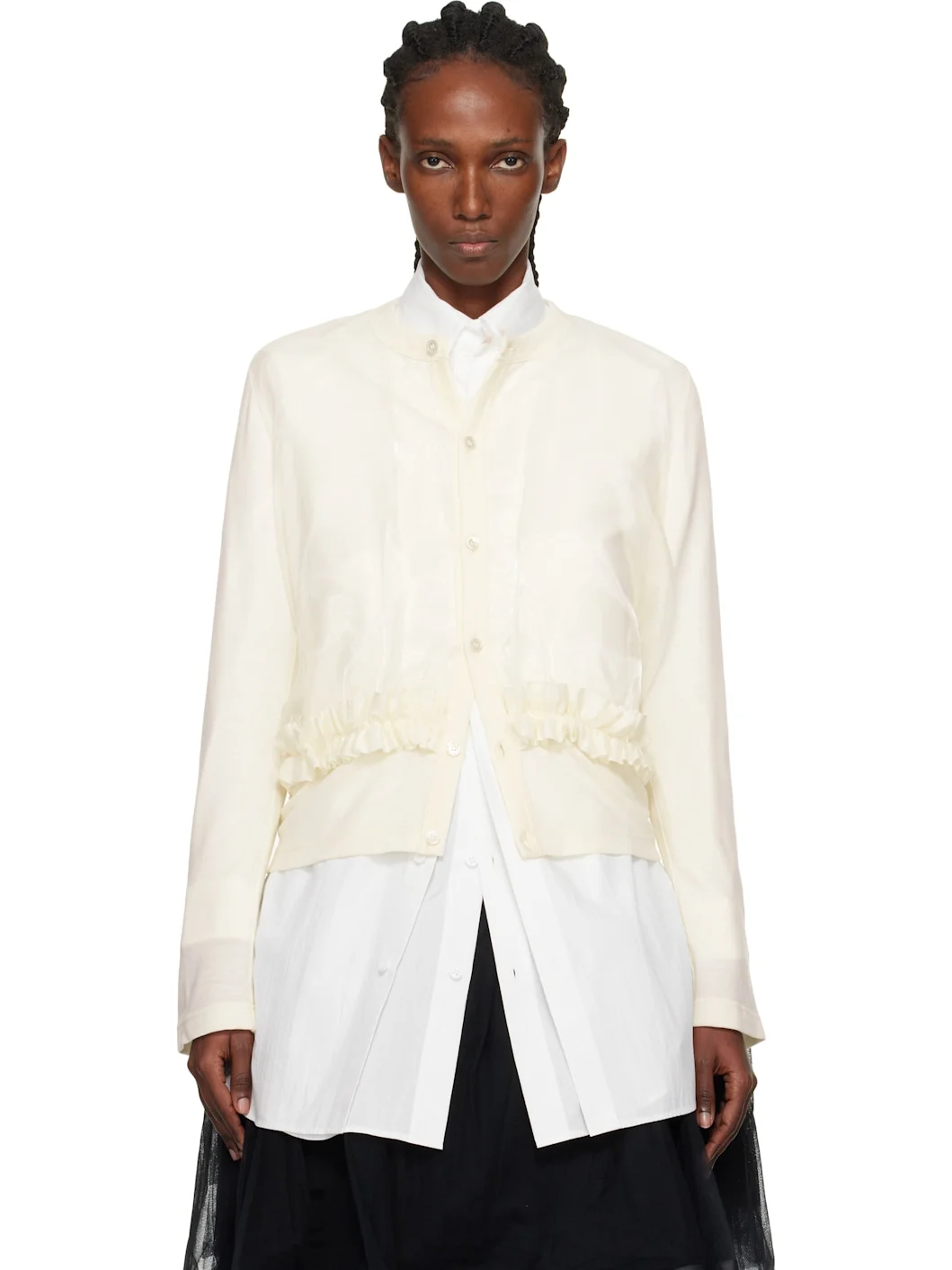 Off-White Ruffle Cardigan - 1