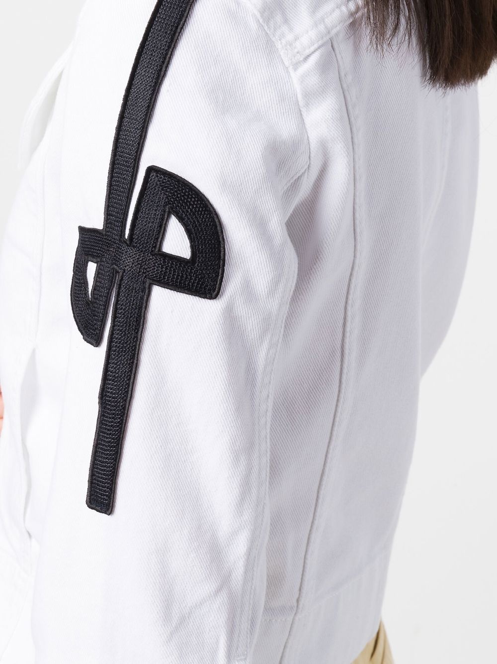 embroidered-logo detail denim jacket - 5