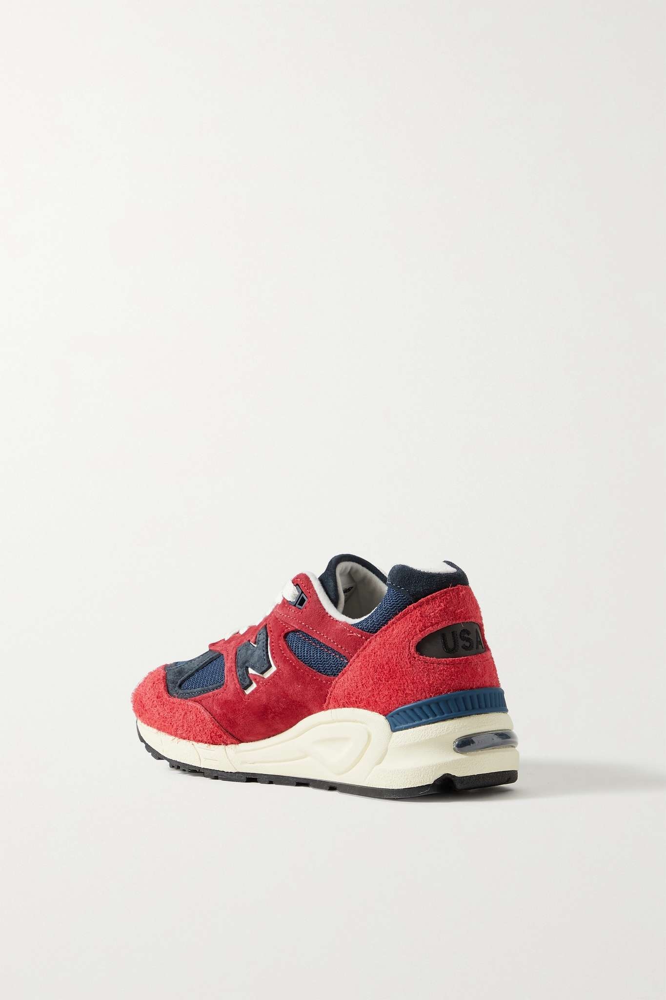 990 leather-trimmed suede and mesh sneakers - 3
