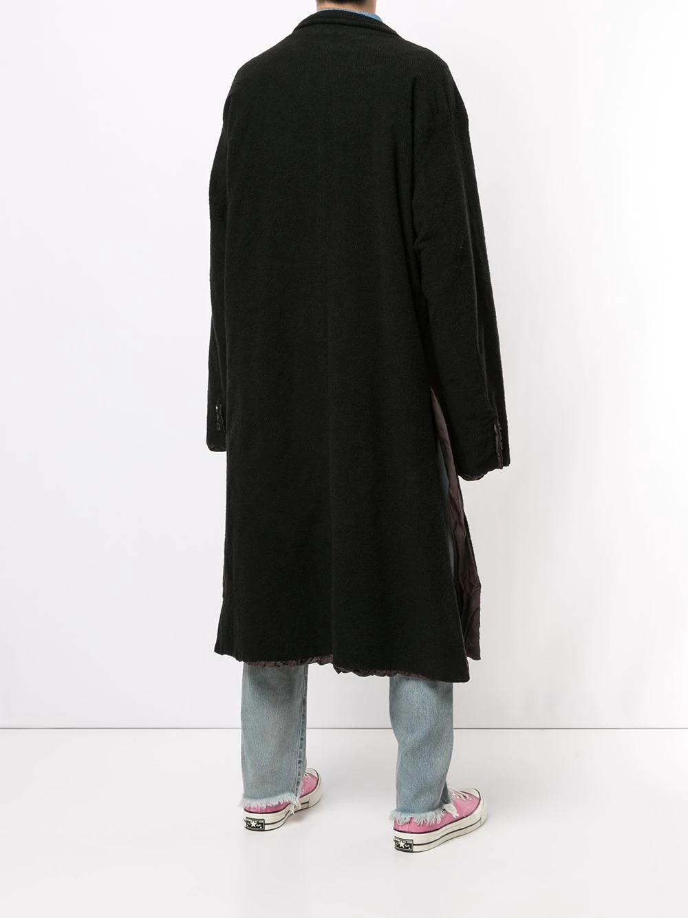 drop shoulder longline coat - 4