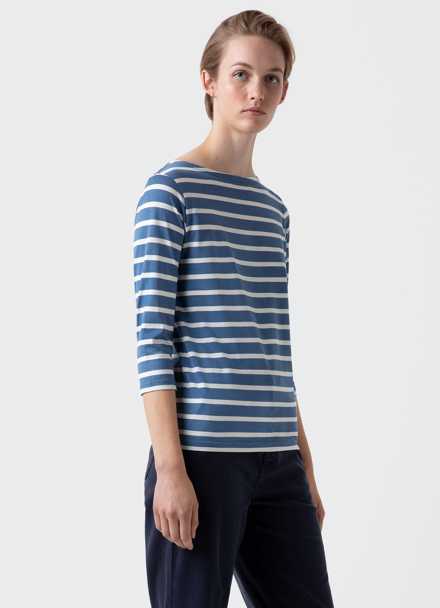 3/4 Sleeve Boat Neck T‑Shirt - 3