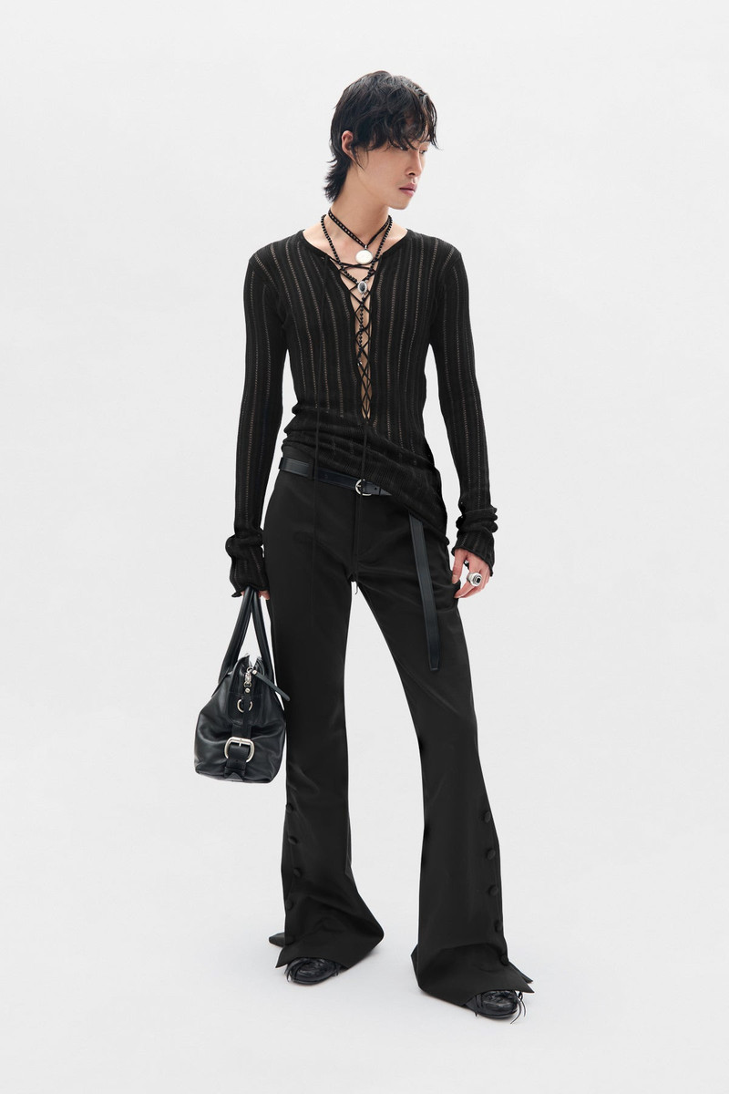 Kell Open Rib Laced Up Serafino Knit Top 4