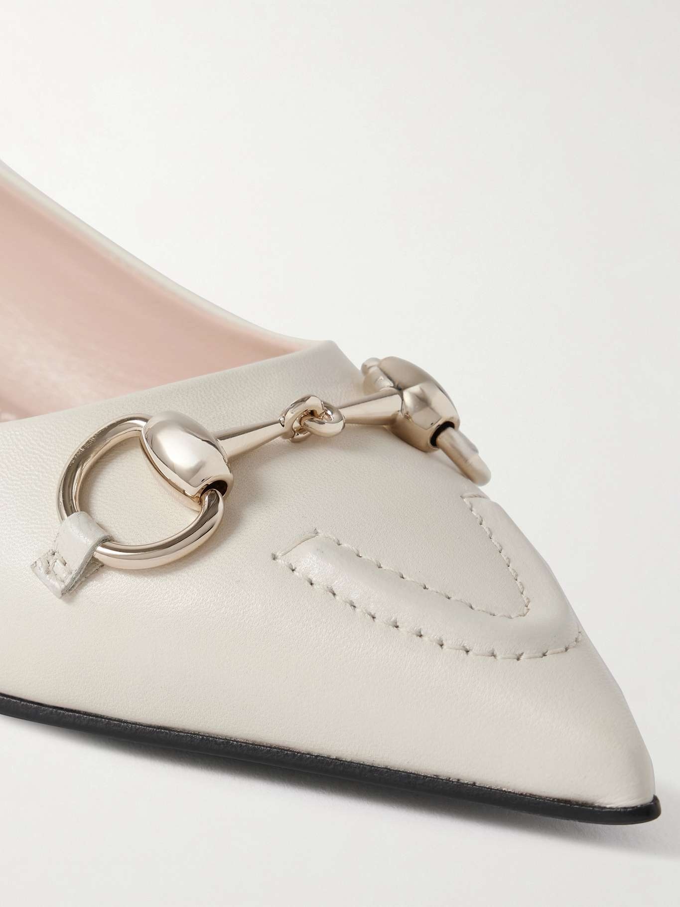 Erin horsebit-detailed leather point-toe flats - 4