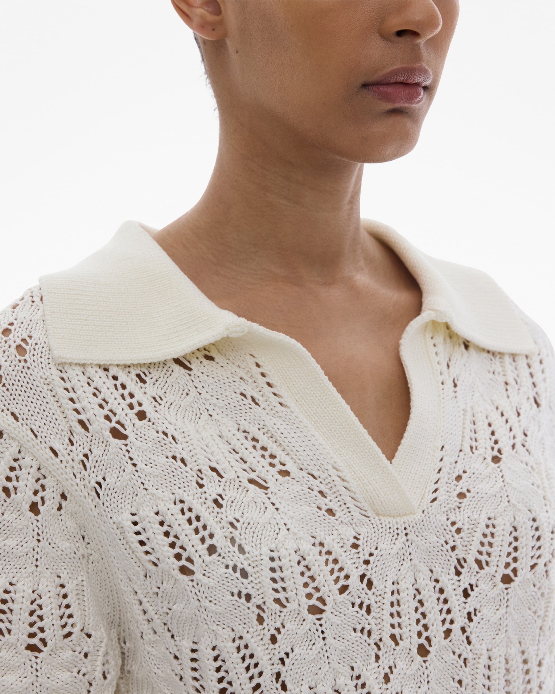 CROPPED COTTON POLO SWEATER - 6