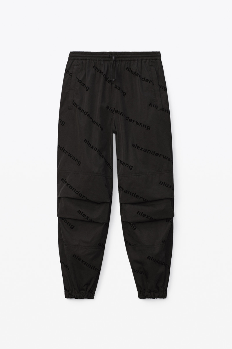 FLOCKED LOGO TRACK PANT IN TAFFETA 1