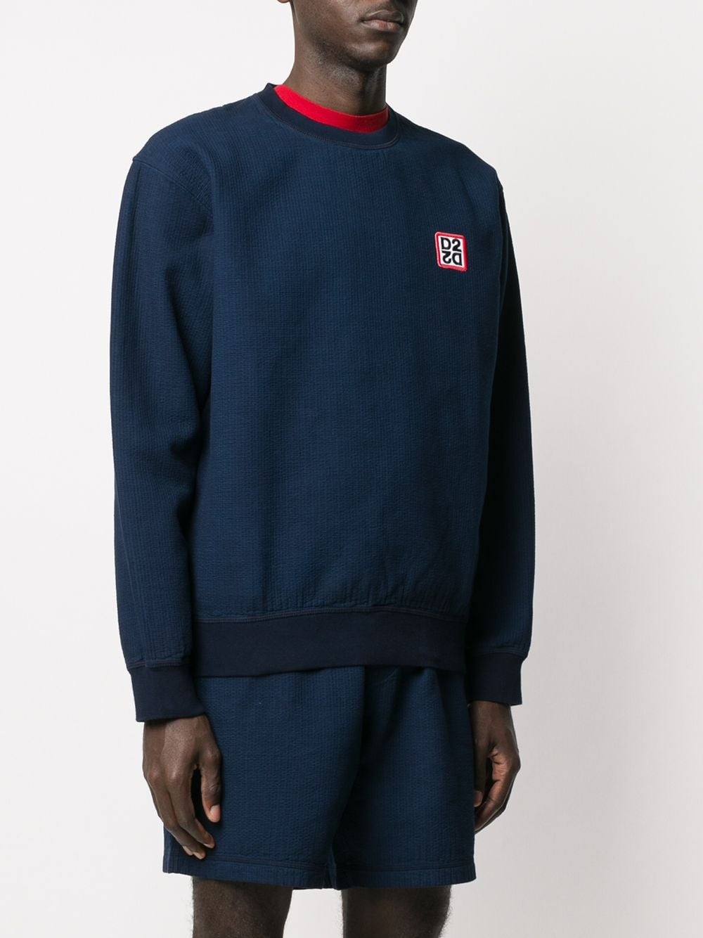 logo patch textured sweatshirt - 3