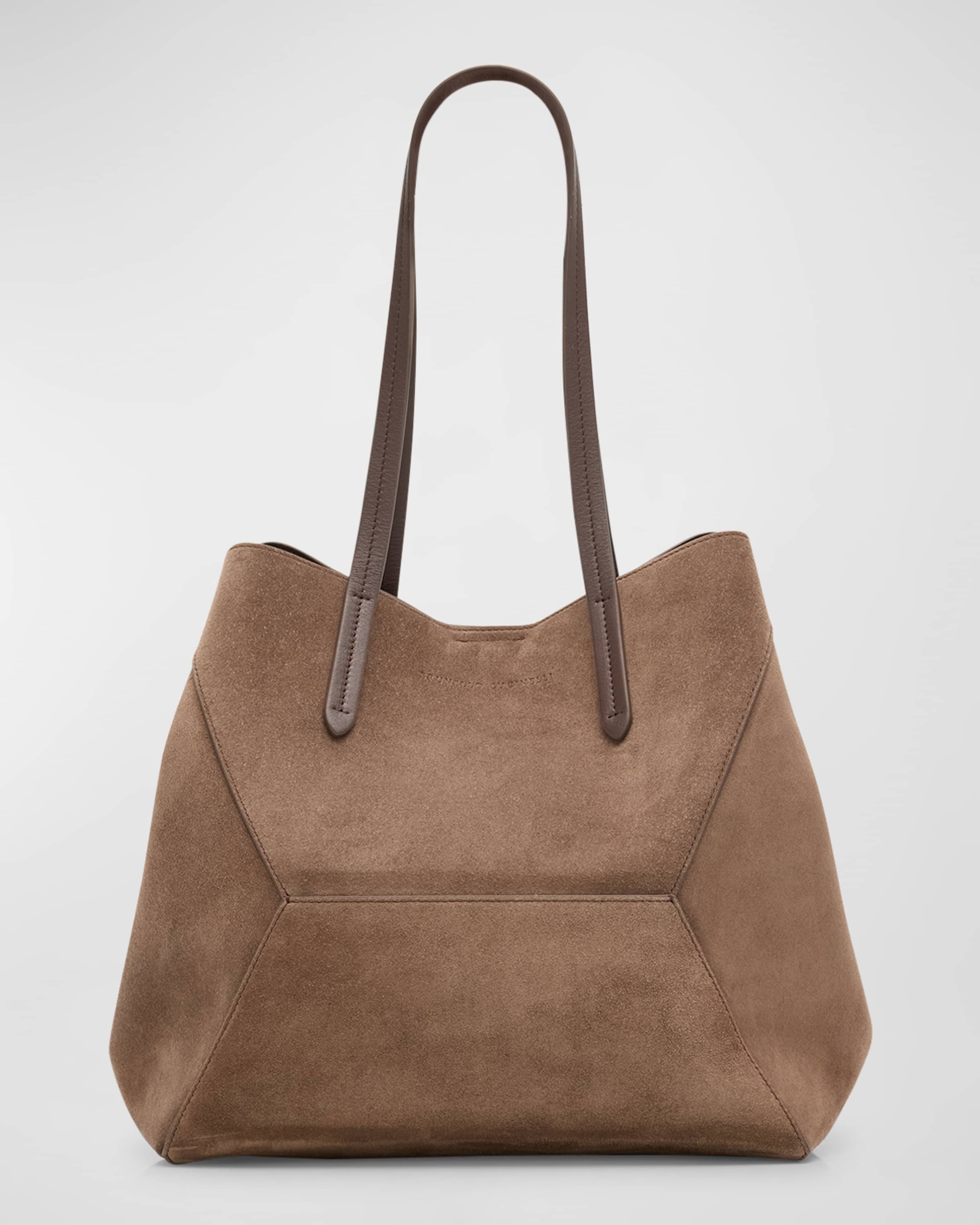 Small Geometric Suede Tote Bag - 1