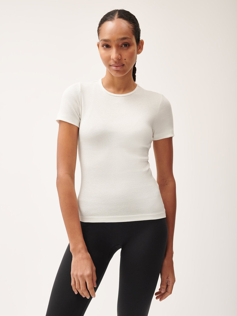 PANGAIA Women's 365 Lightweight Rib T-Shirt - Off-White outlook