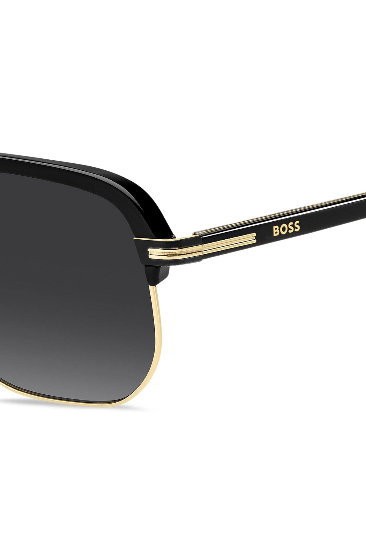 DOUBLE-BRIDGE SUNGLASSES IN BLACK ACETATE AND TITANIUM - 2
