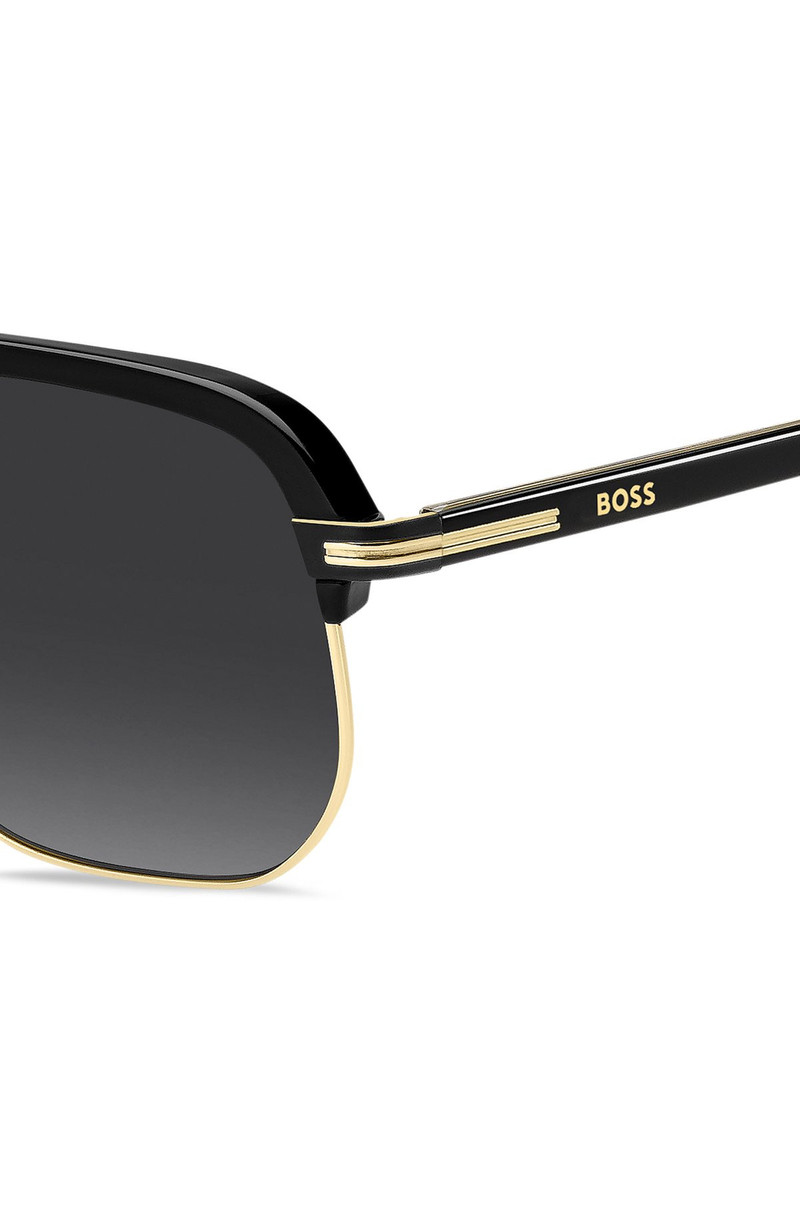 BOSS DOUBLE-BRIDGE SUNGLASSES IN BLACK ACETATE AND TITANIUM outlook