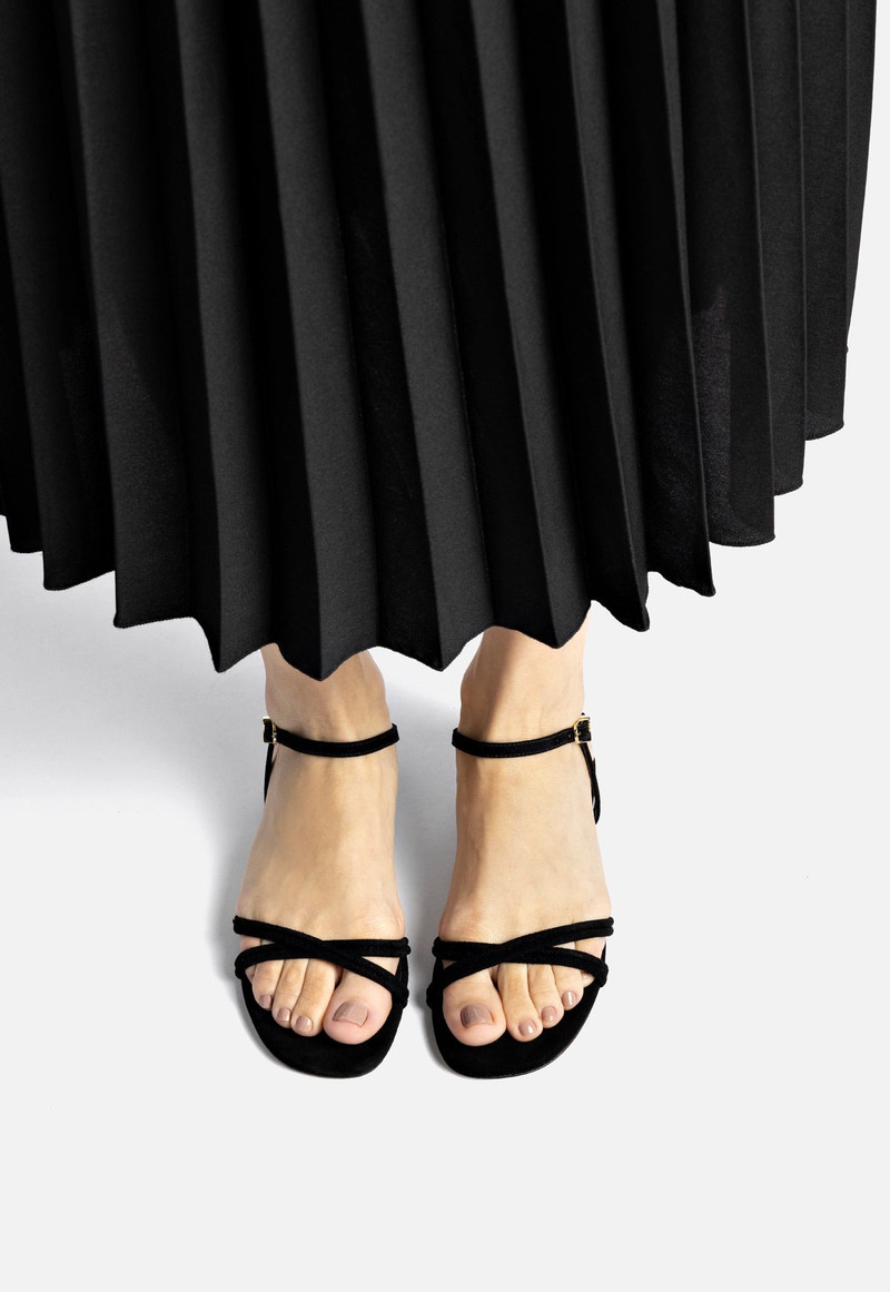 Larroudé Annie Sandal Ankle Tie In Black Leather outlook