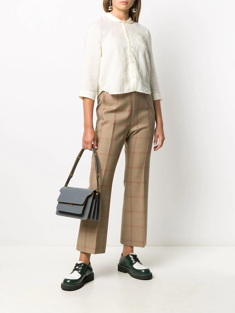 cropped check flares - 2