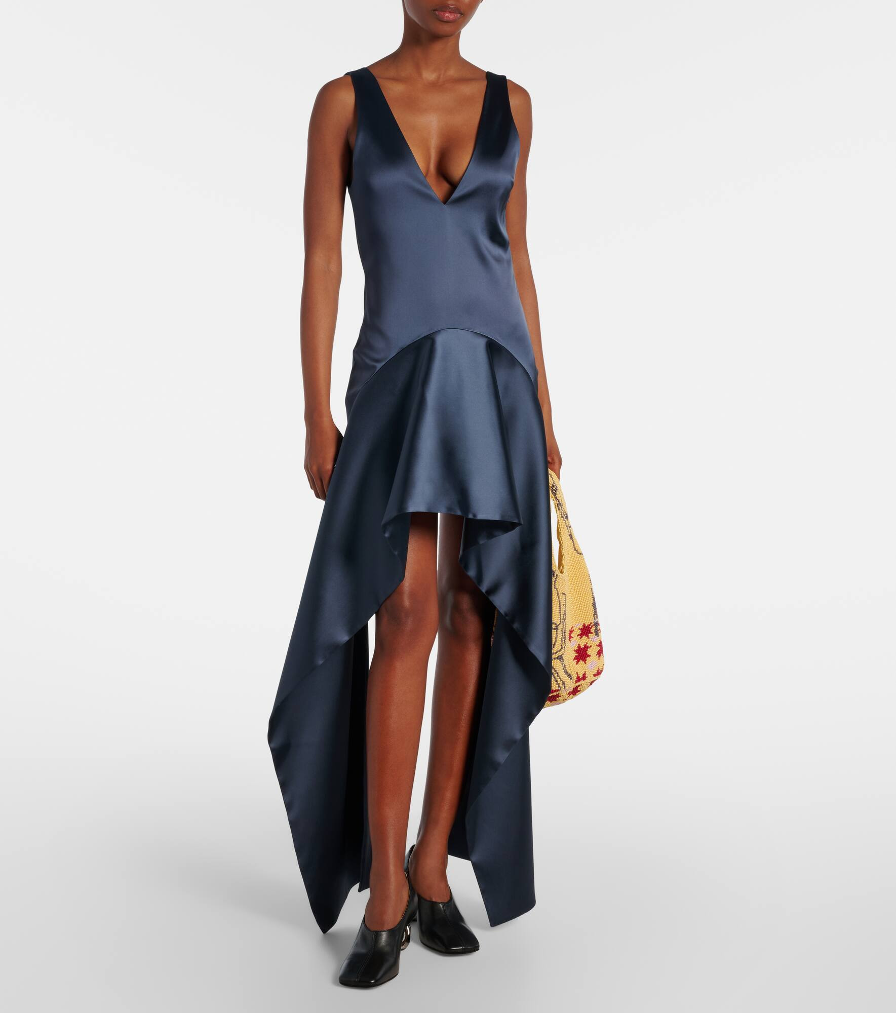 Asymmetric draped minidress - 2