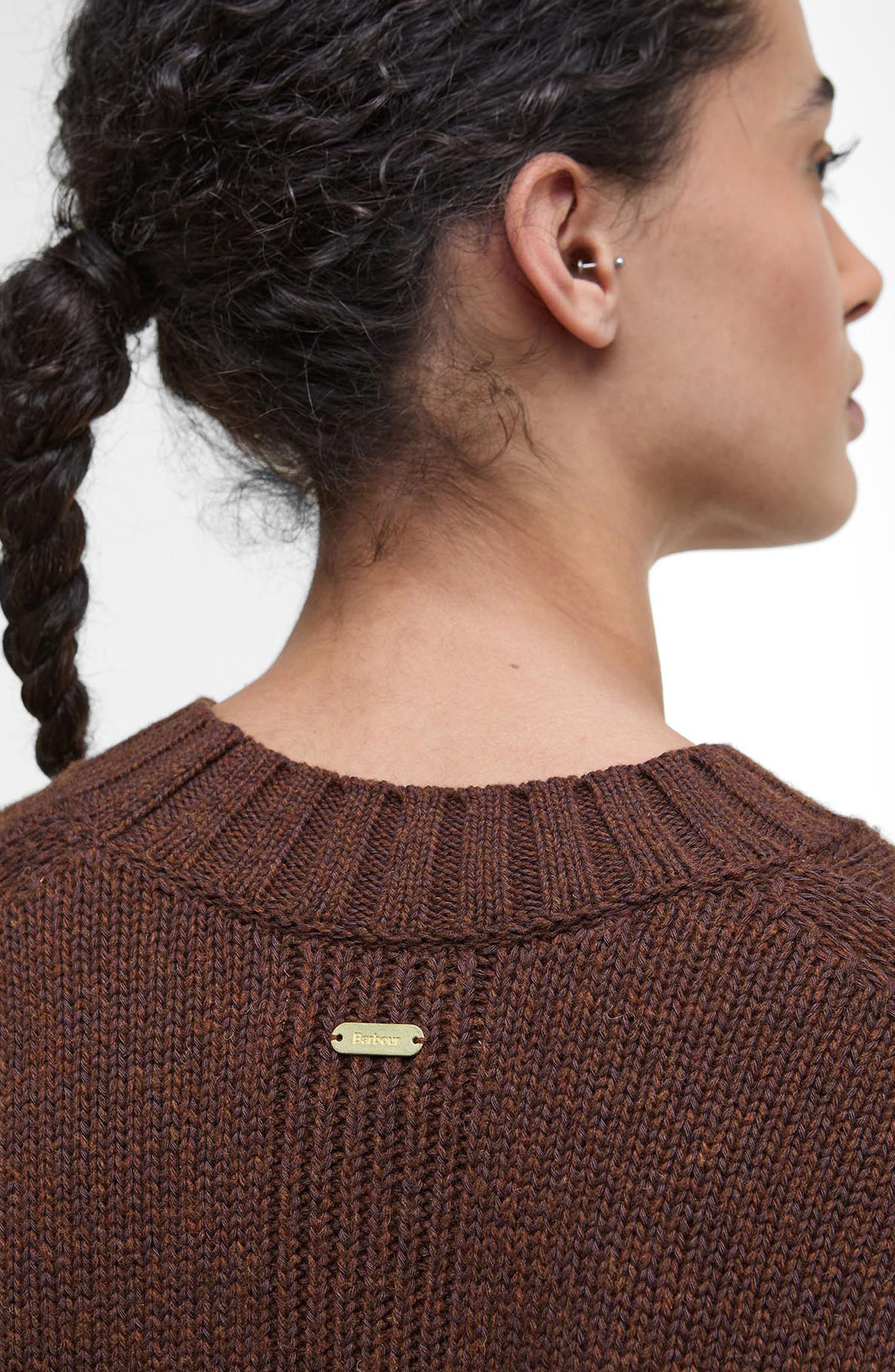 Barbour Sophia Cotton & Wool Blend Tunic Sweater in Vicuna at Nordstrom - 4
