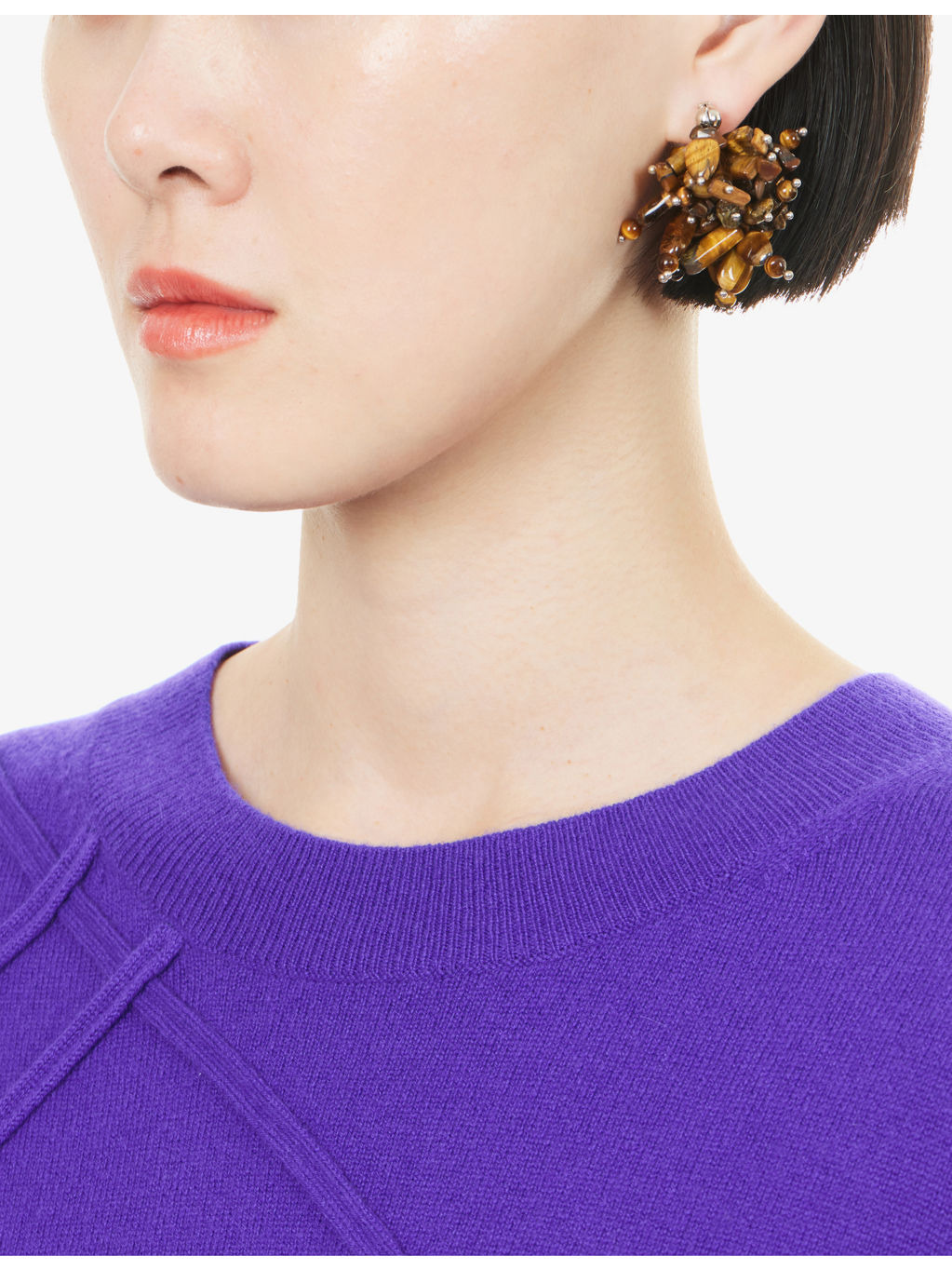 Embellished Semi-Precious Stone And Brass Earrings - 2