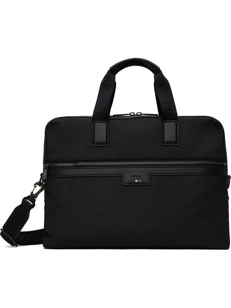 Black Embossed-Logo Briefcase 1