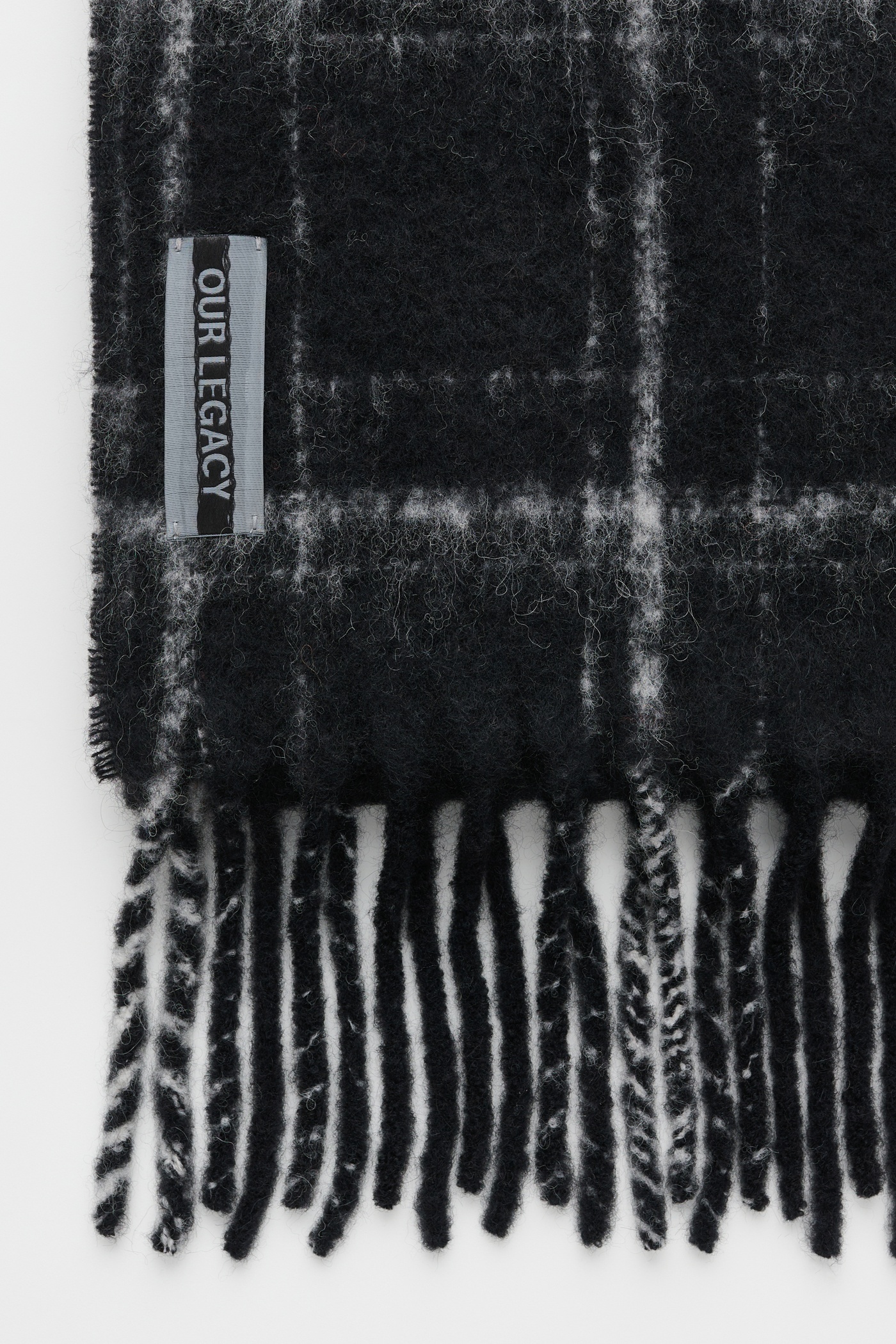 Estate Scarf Black Fuzzy Alpaca - 2