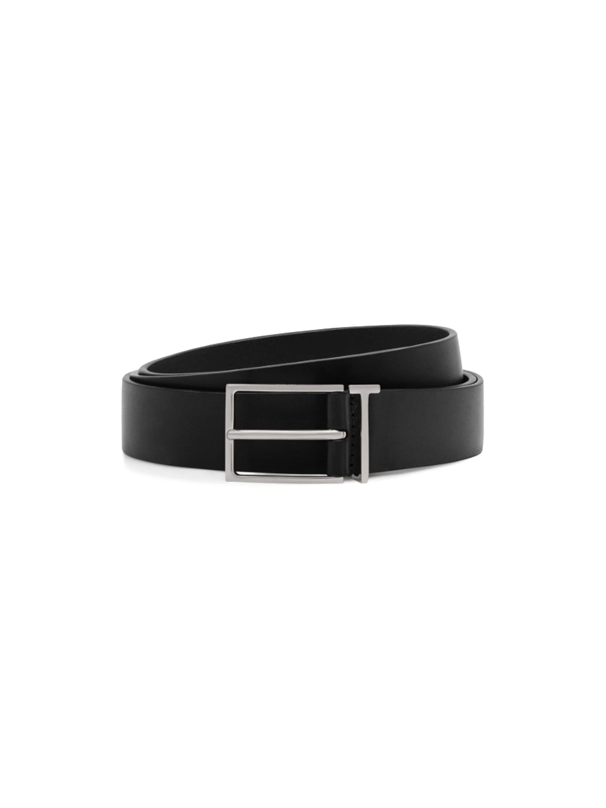 Men's Vacchetta Leather T Loop Belt - Black - 1