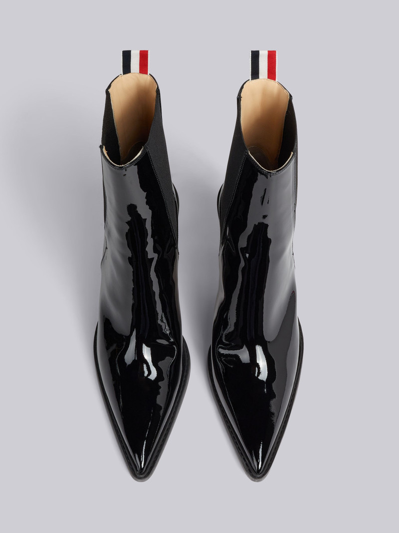 Black Soft Patent Leather 75mm Curved Heel Chelsea Boot 4
