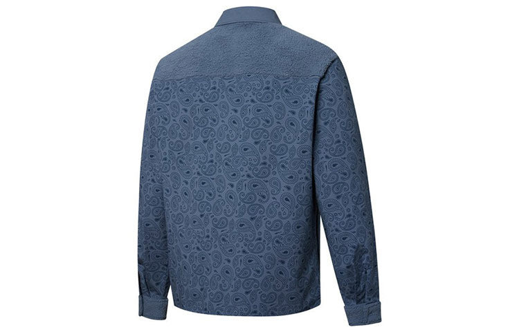 PUMA Paisley Woven Shirt cashew Pattern Multiple Pockets Jacket Blue 534978-64 - 2
