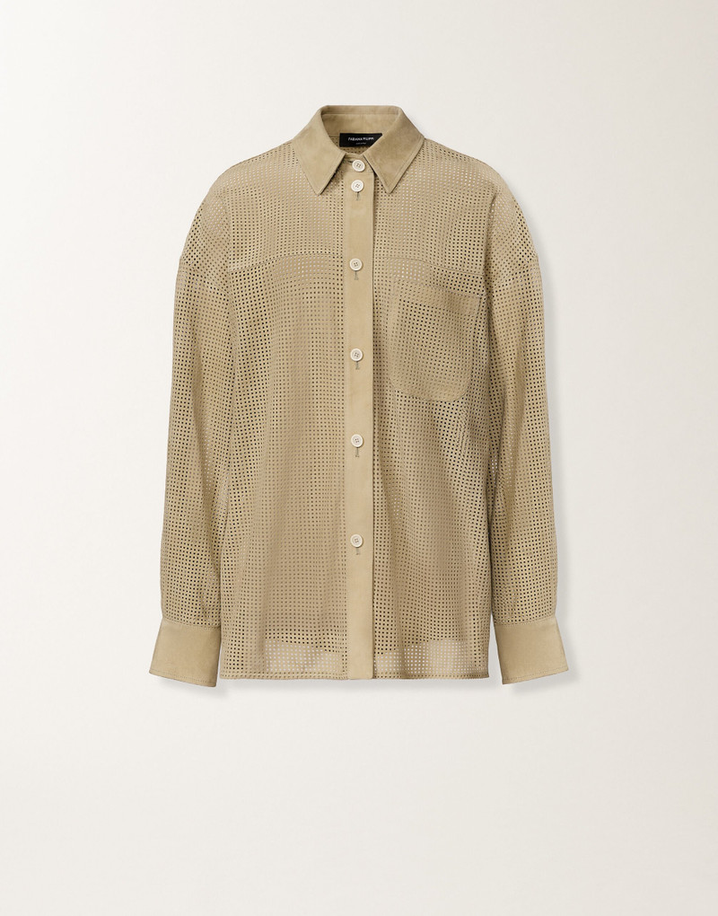 Shirt in perforated suede 1