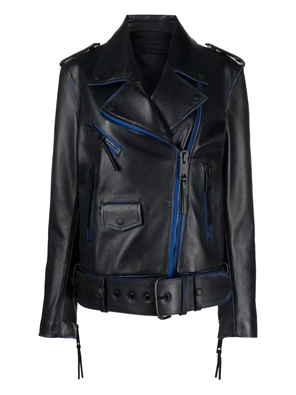 contrast-trim leather jacket - 1