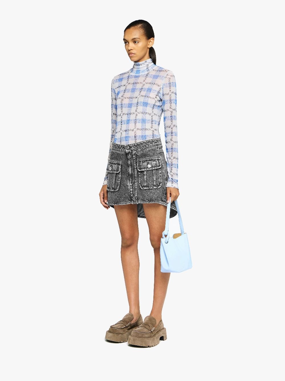 CURVED PATCH POCKET MINI SKIRT - 4