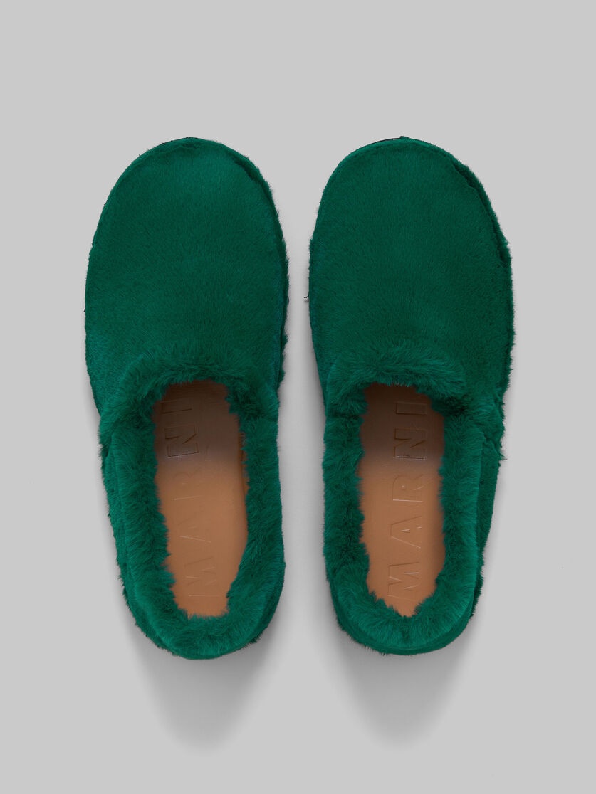 GREEN SLIP-ON LOAFER IN FAUX FUR - 4