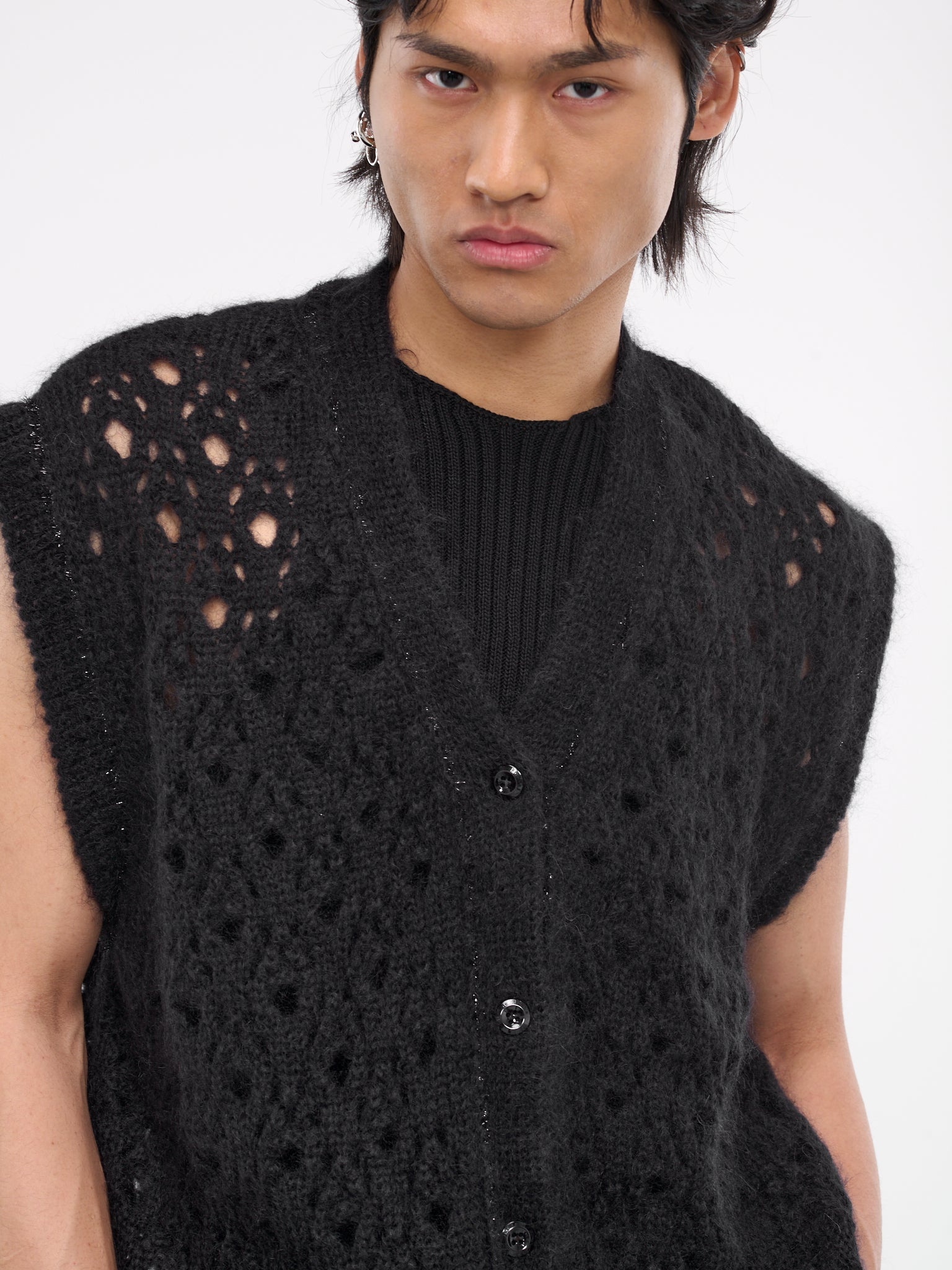 Tinsel Trim Knit Vest - 4