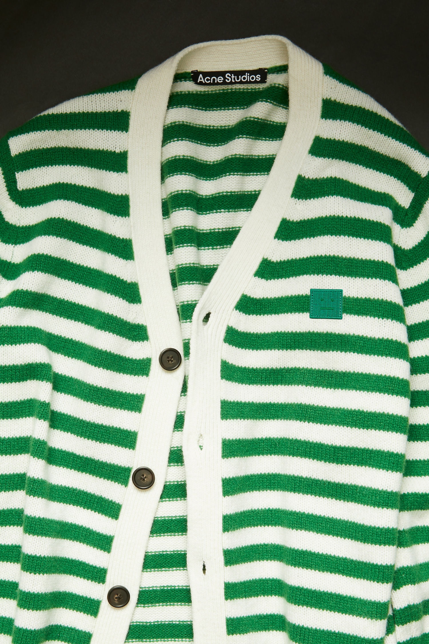 Breton stripe cardigan green/white - 4