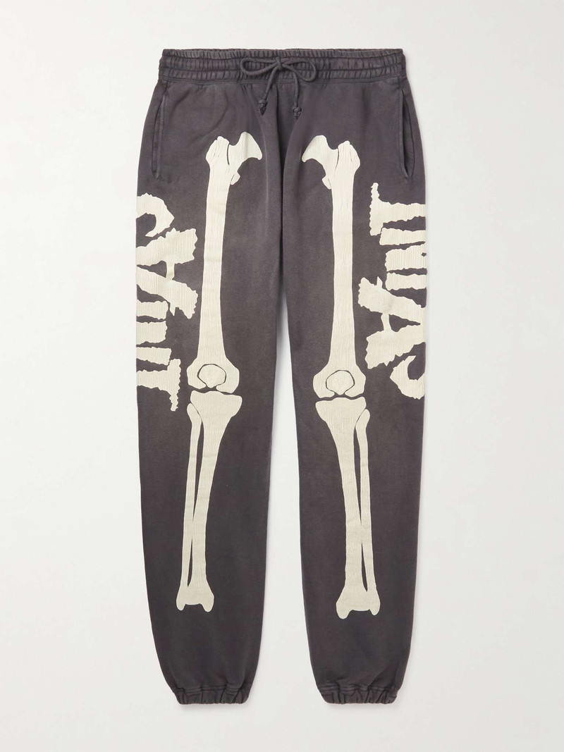 Tapered Distressed Printed Cotton-Jersey Sweatpants 1