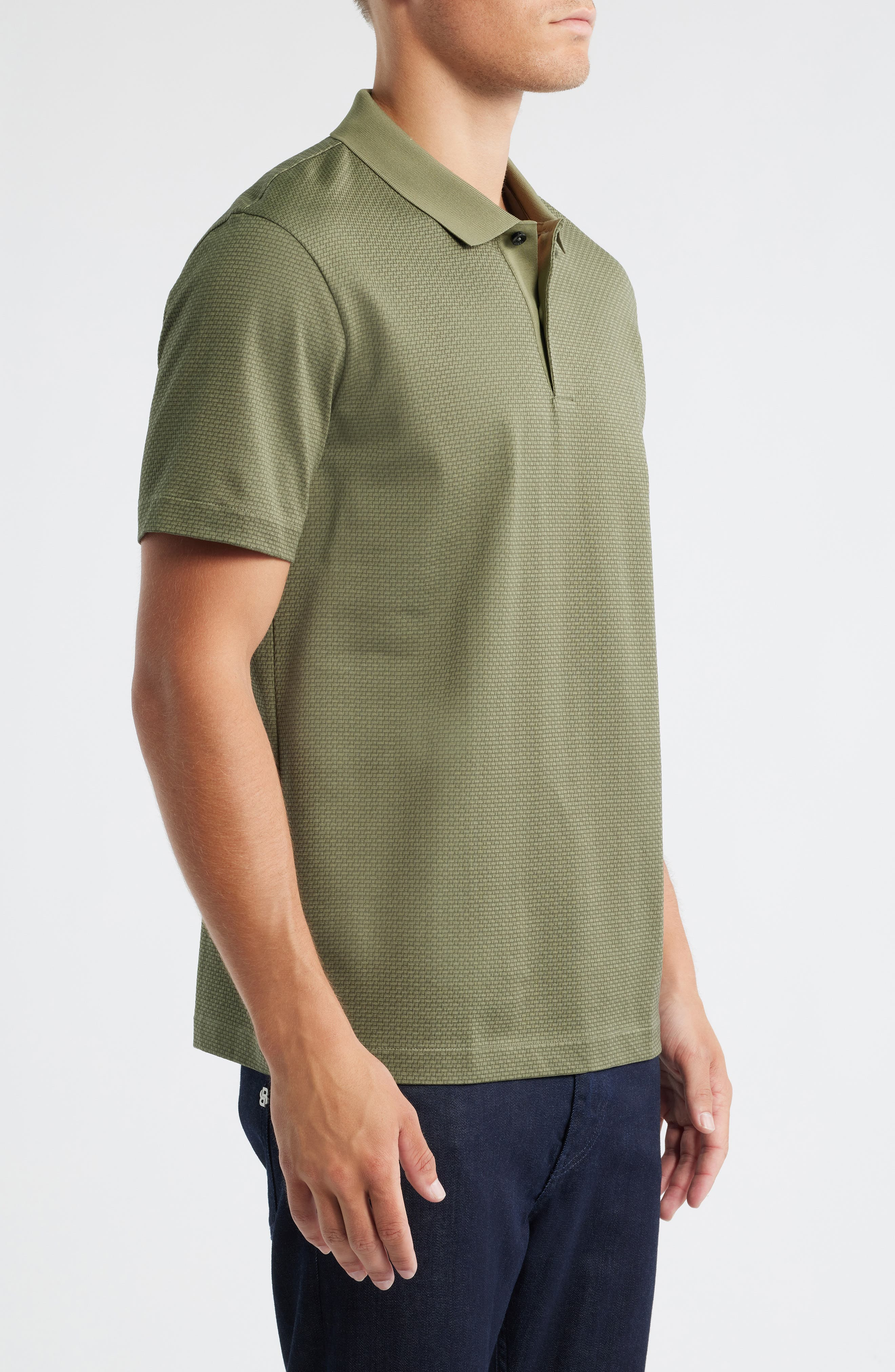 BOSS Parlay Geo Pattern Cotton Polo in Medium Green at Nordstrom - 3