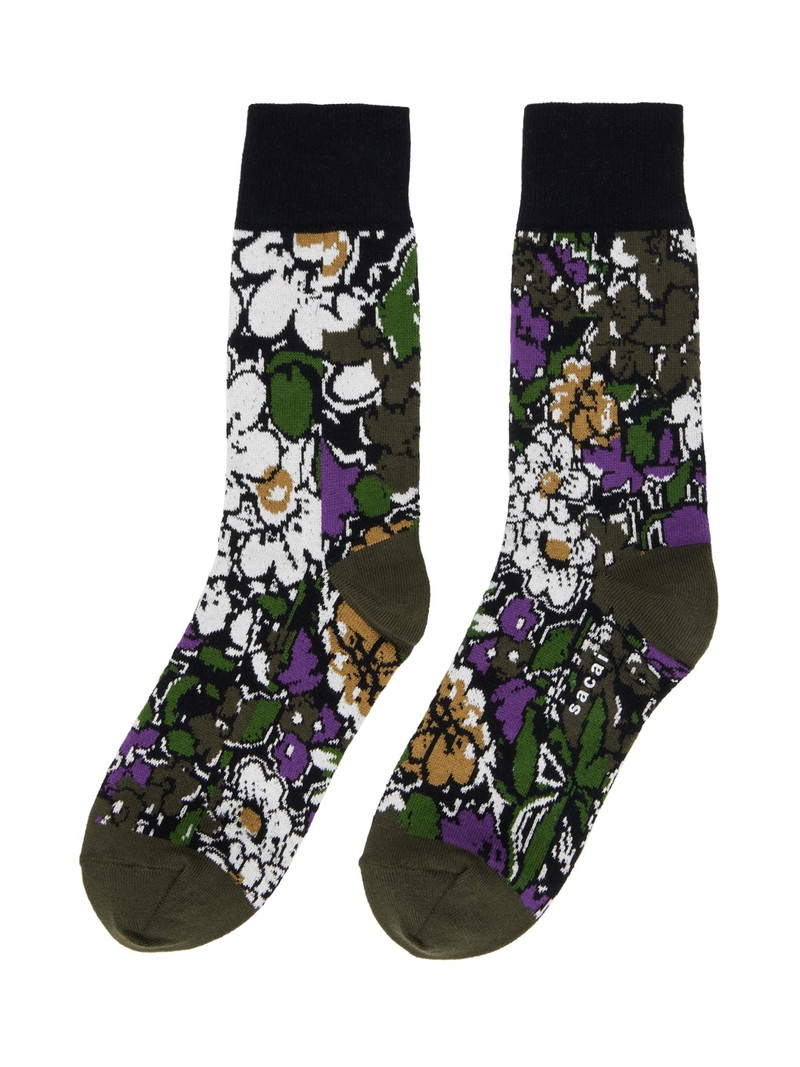 sacai Khaki Floral Socks outlook
