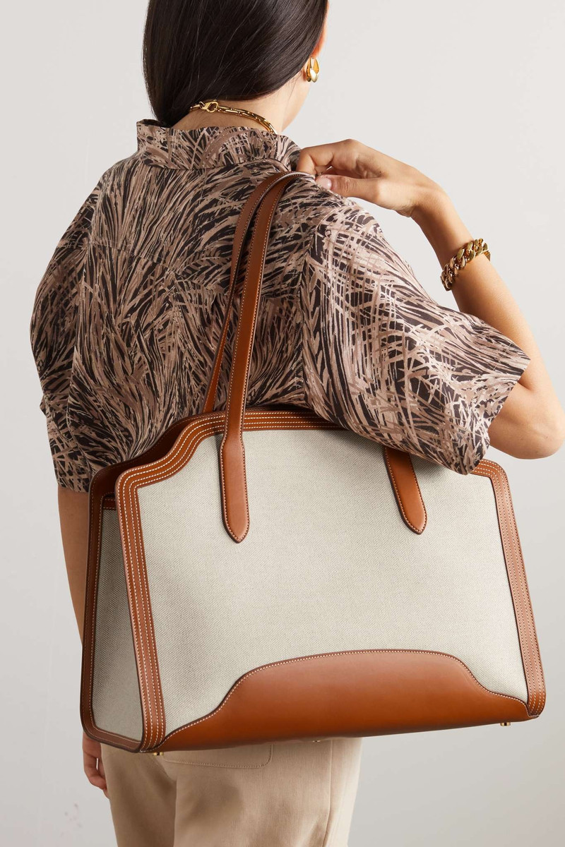 Loro Piana Alba leather-trimmed canvas tote outlook