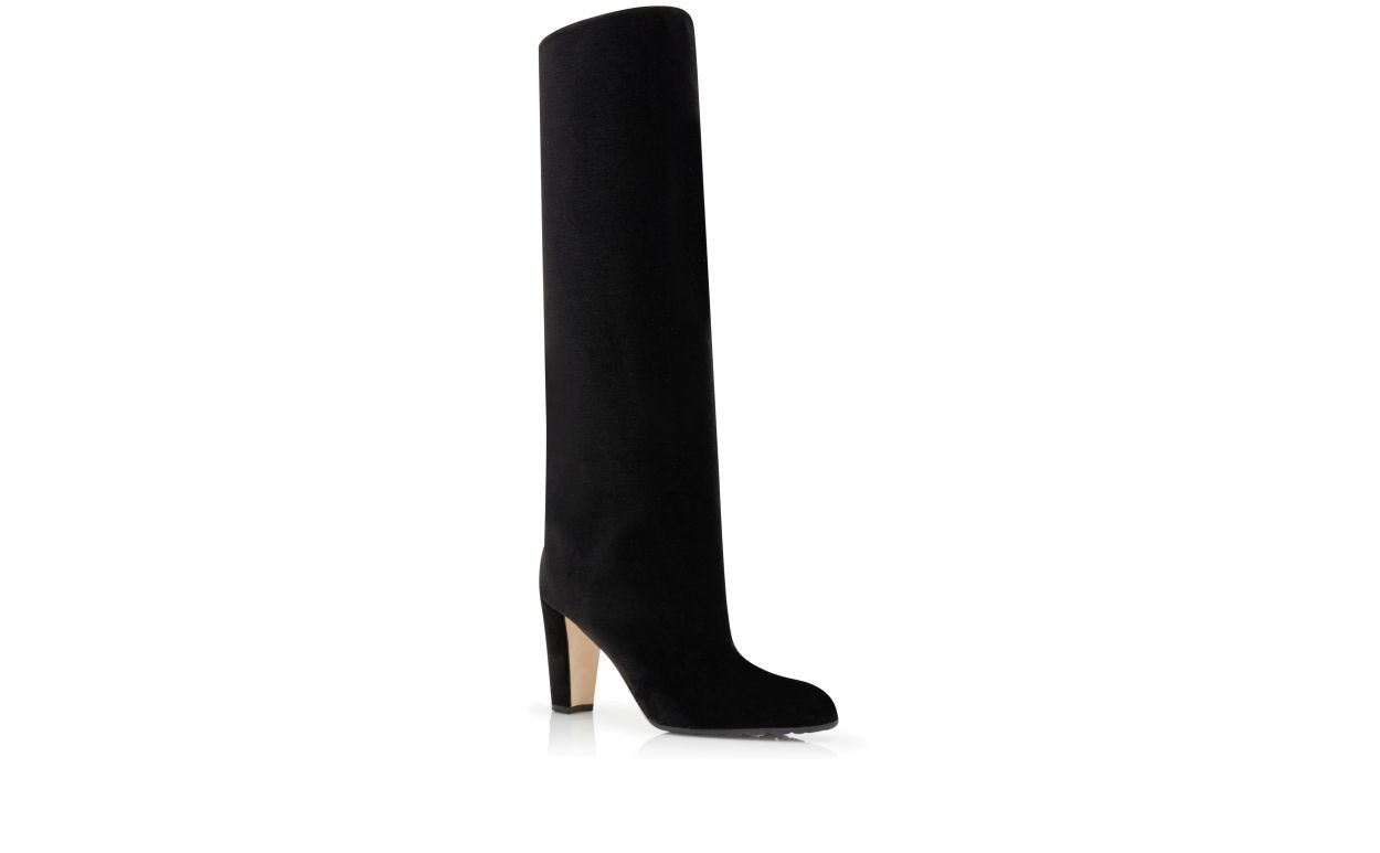 Black Velvet Knee High Boots - 3